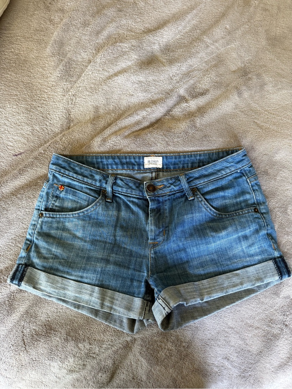 Hudson Jeans Light Blue Rolled Cuff Denim Shorts